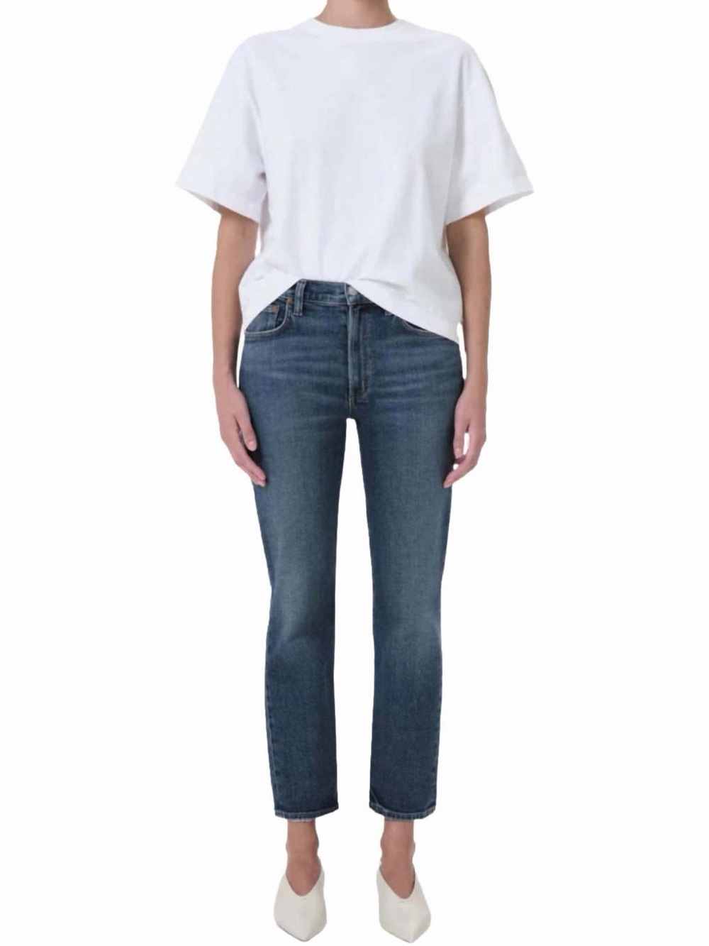AGOLDE Kye Mid Rise Straight Crop Jeans in Control Size 27